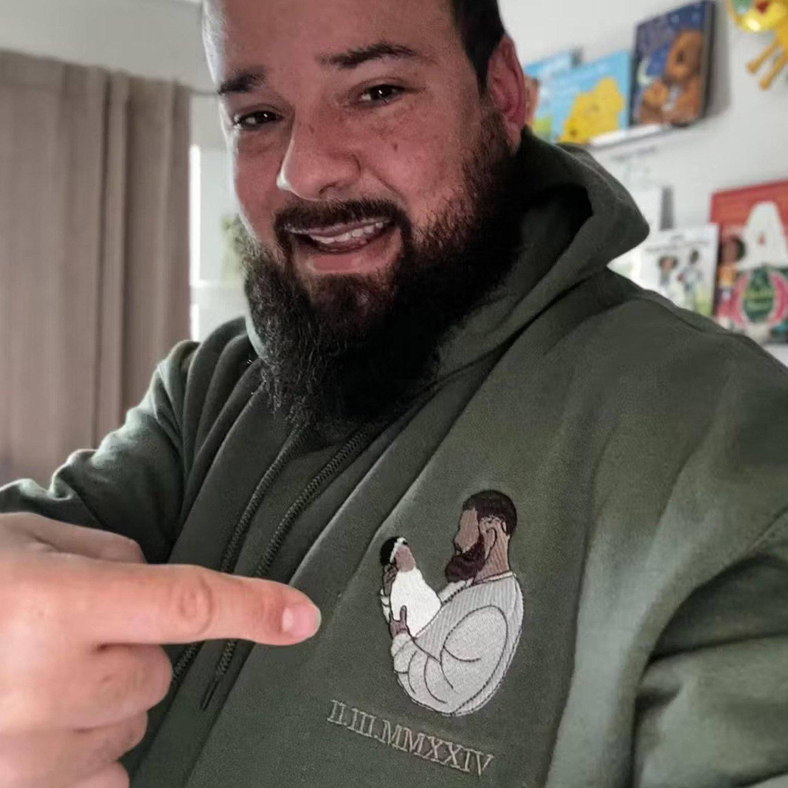 Custom Embroidered Portrait Hoodie - Image 5