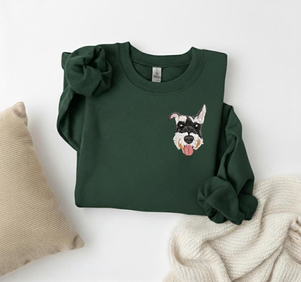 Dog & Cat Face Embroidery Sweatshirt - Image 2