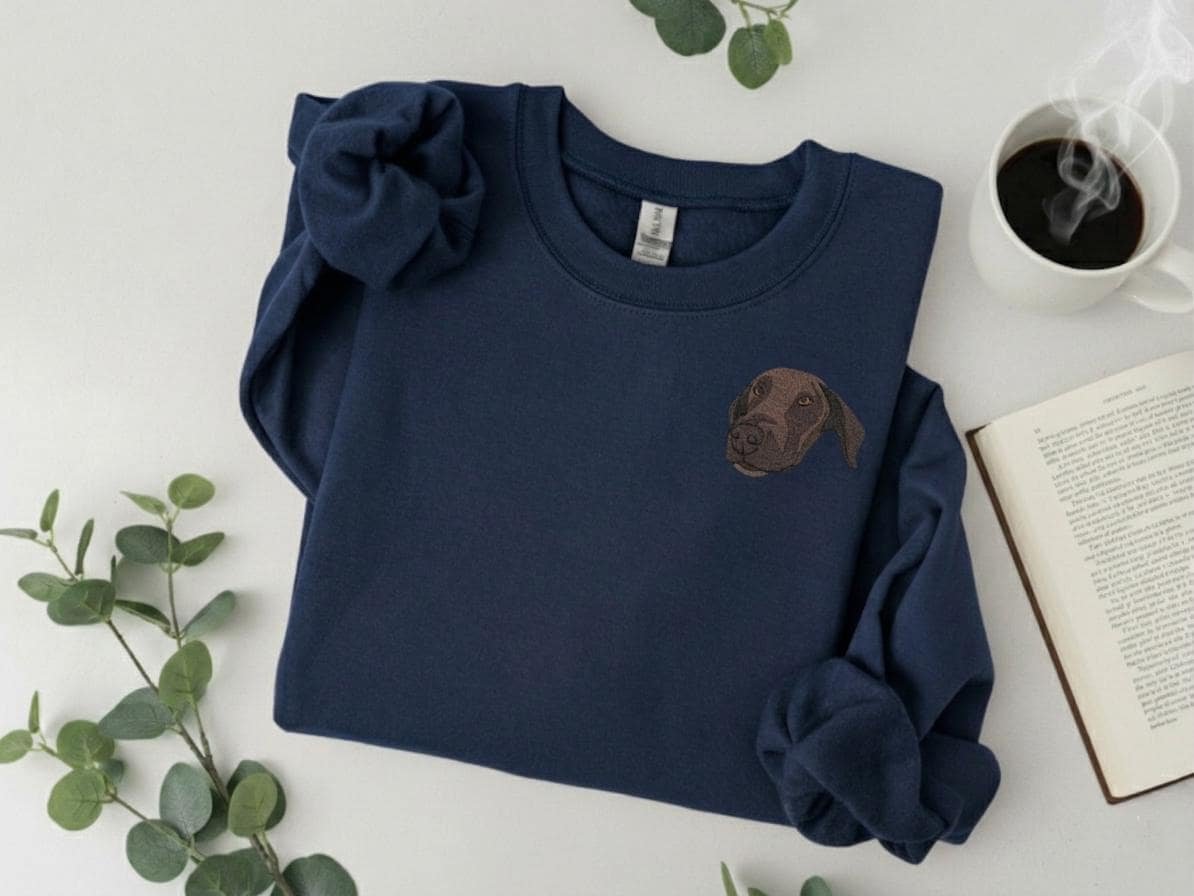 Dog & Cat Face Embroidery Sweatshirt - Image 3