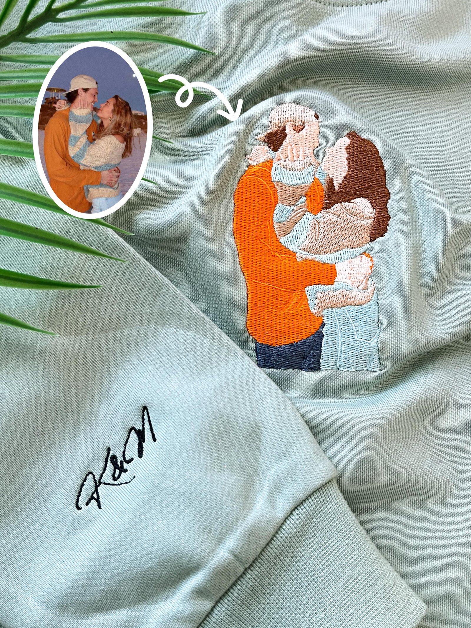 Embroidered Portrait Sweatshirt - Custom Family Design - Image 2
