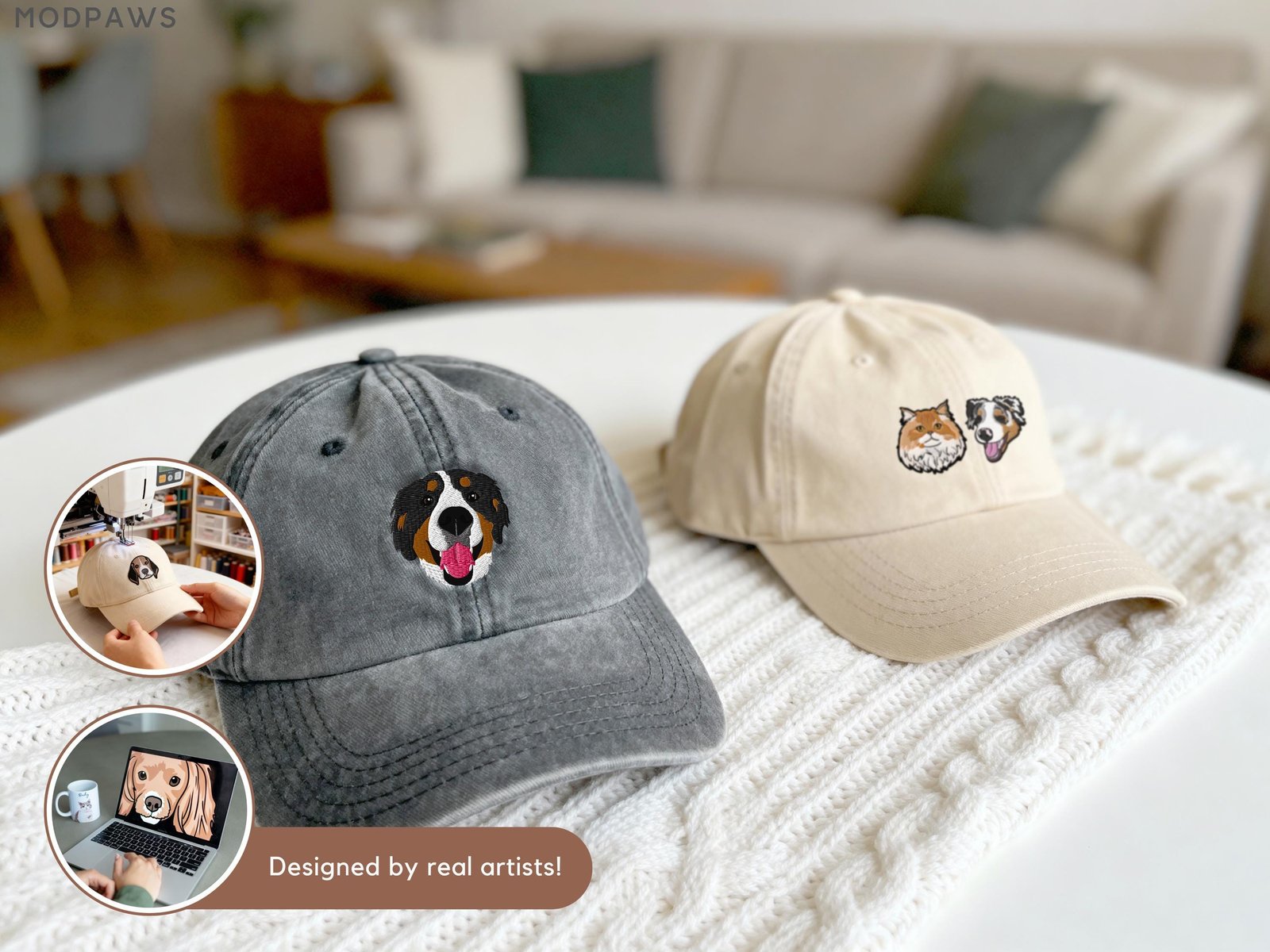 Custom Embroidered Pet Photo Dad Hat | Dog and Cat Baseball Cap - Image 3