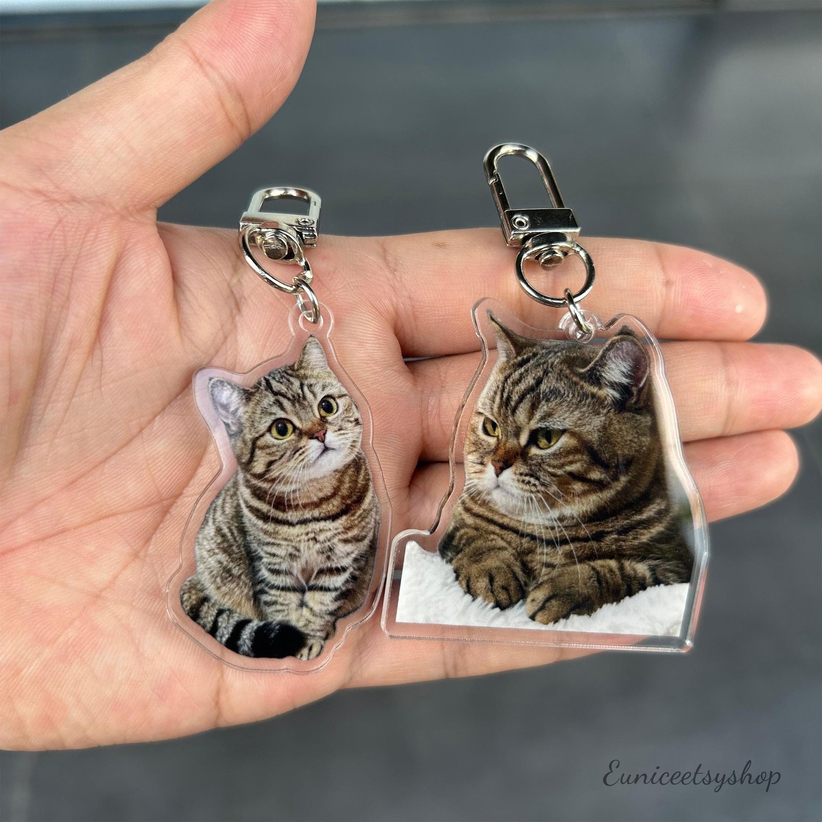 Custom Cat Keychain | Pet Portrait Personalized Photo Keychain - Image 2