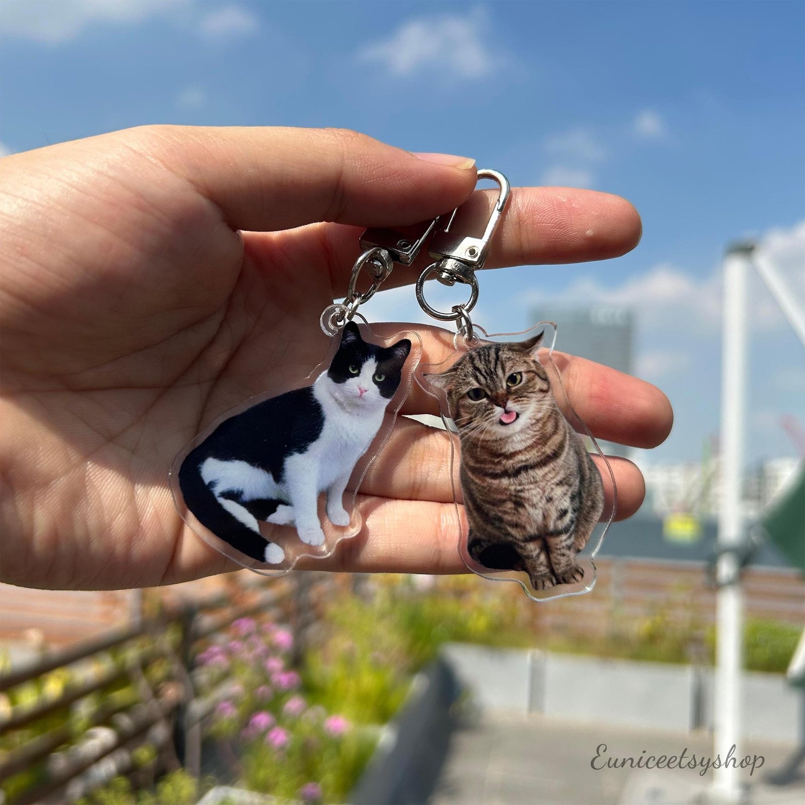 Custom Cat Keychain | Pet Portrait Personalized Photo Keychain - Image 6
