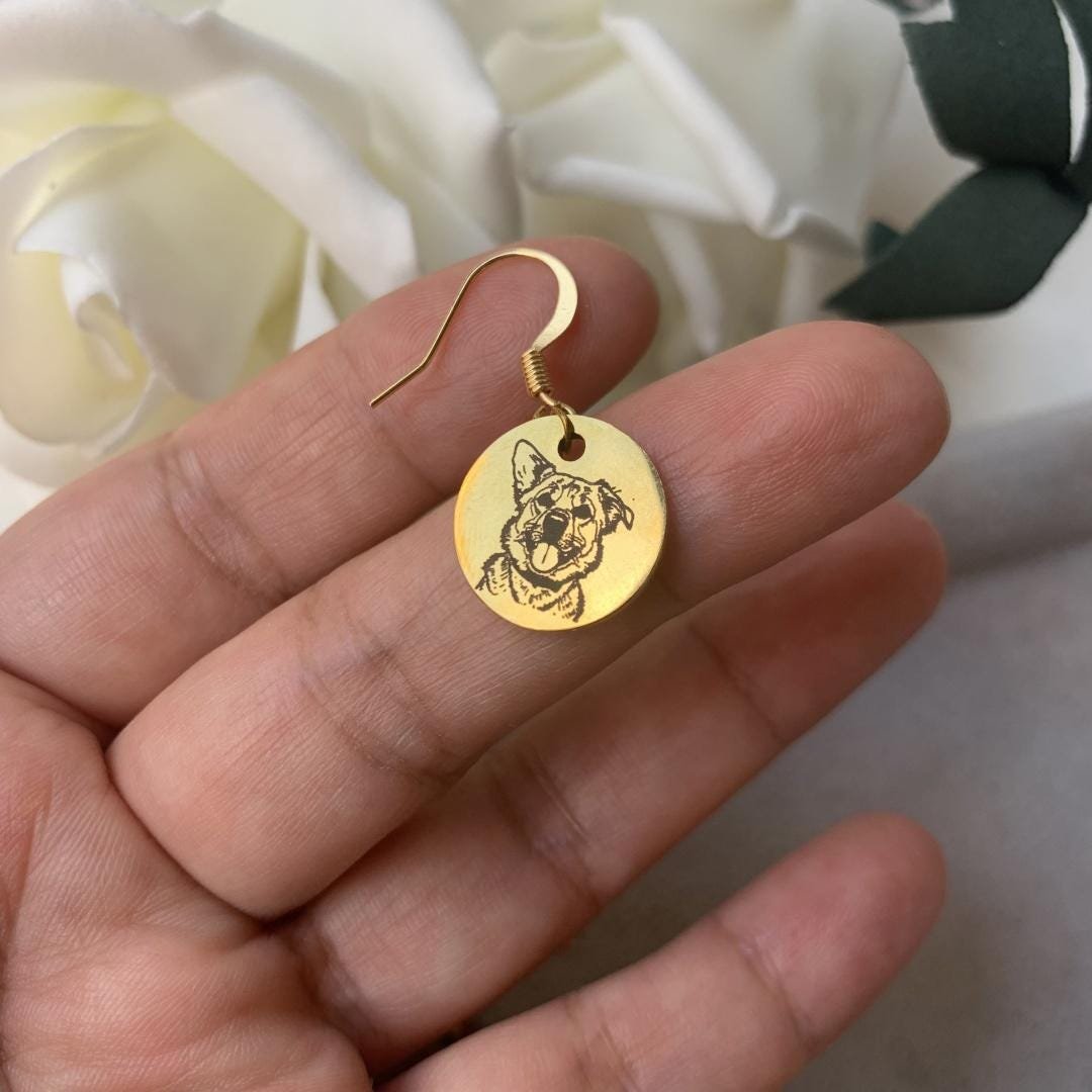 Custom Pet Portrait Earrings | Laser-Engraved Stainless Steel Keepsake - Image 3