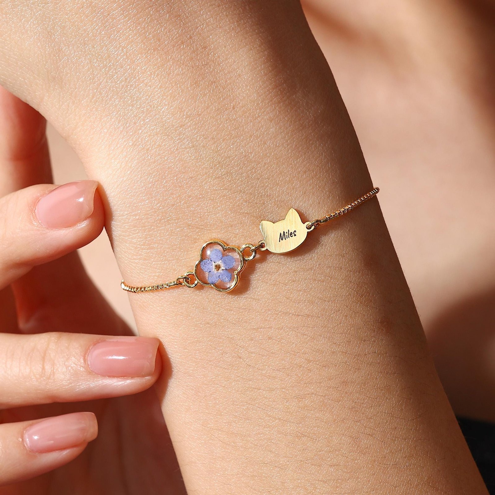 Personalized Cat Name Bracelet | Cat Memorial Jewelry Sympathy Gift