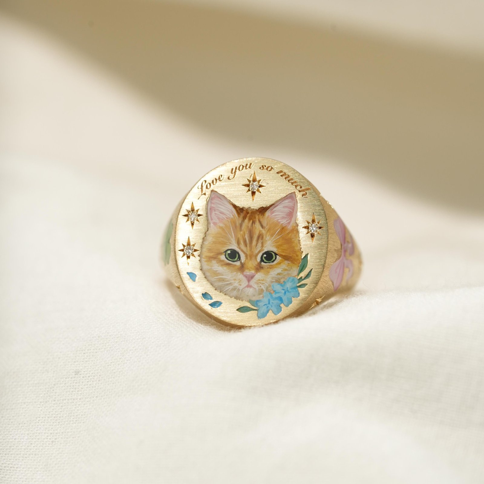 Custom Cat Portrait Ring | Pet Enamel Ring Memorial Jewelry - Image 2