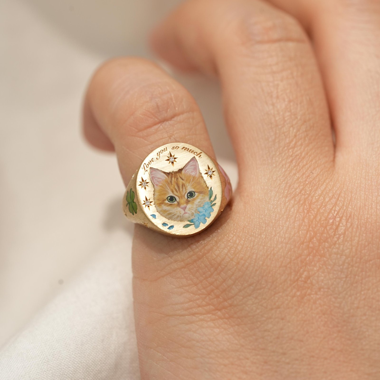 Custom Cat Portrait Ring | Pet Enamel Ring Memorial Jewelry - Image 8