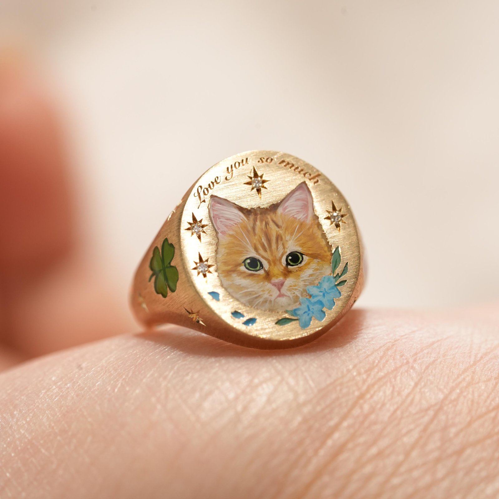 Custom Cat Portrait Ring | Pet Enamel Ring Memorial Jewelry - Image 10